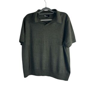 The Commons Women’s Wool Knit Collared Short‎ Sleeve Sweater XXL Green Soft